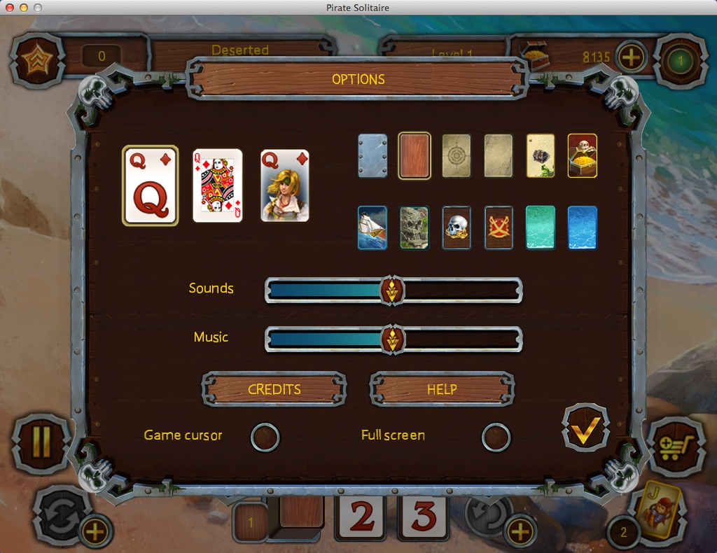 Pirate Solitaire 1.0 : Game Options