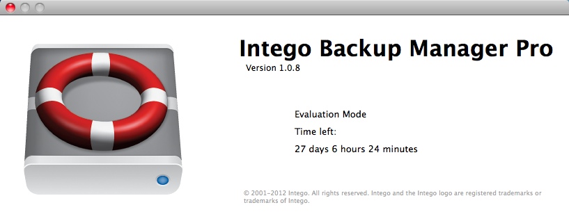 Intego Backup Manager Pro 1.0 : About window