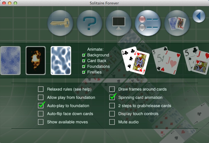 Solitaire Forever : Game Options