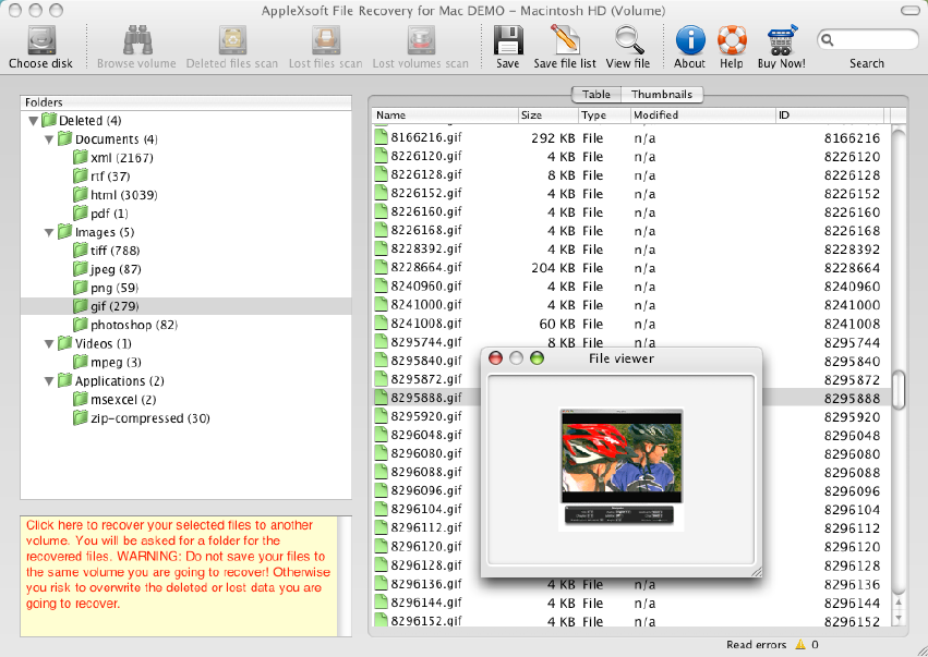 AppleXsoft File Recovery for Mac 2.0 : Main Window