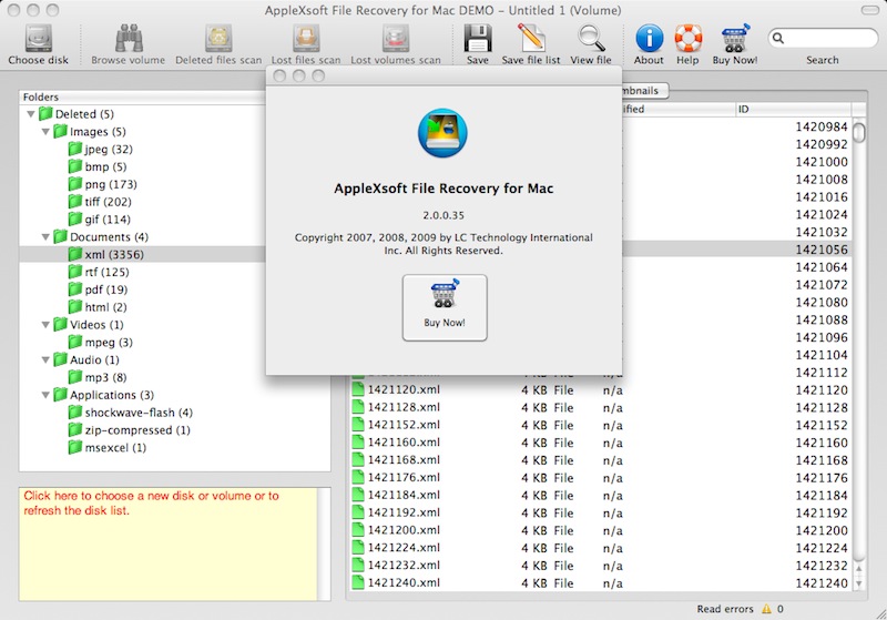 AppleXsoft File Recovery for Mac 2.0 : About