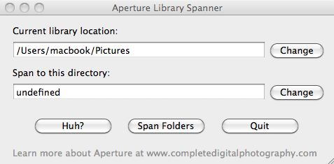 Aperture Library Spanner 1.4 : Main window