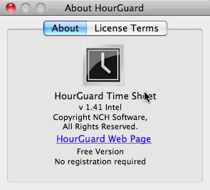 HourGuard Time Sheet 1.4 : About Window