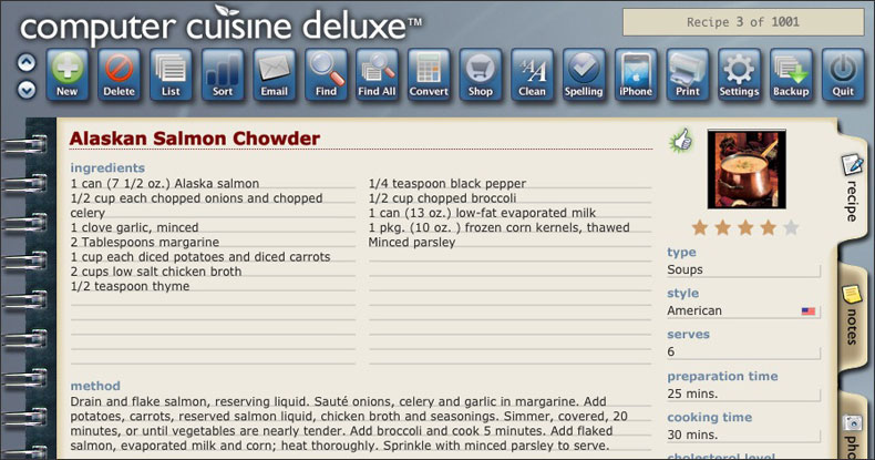 Computer Cuisine Deluxe 6.5 : Main window