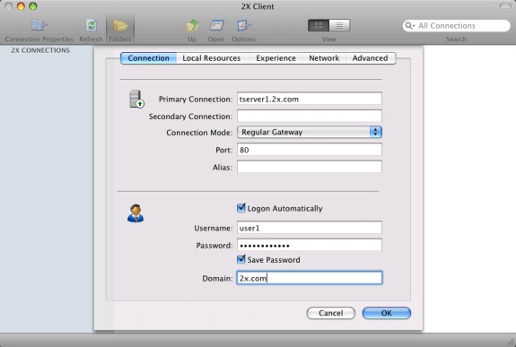 2X Client RDP (Remote Desktop) : Main window