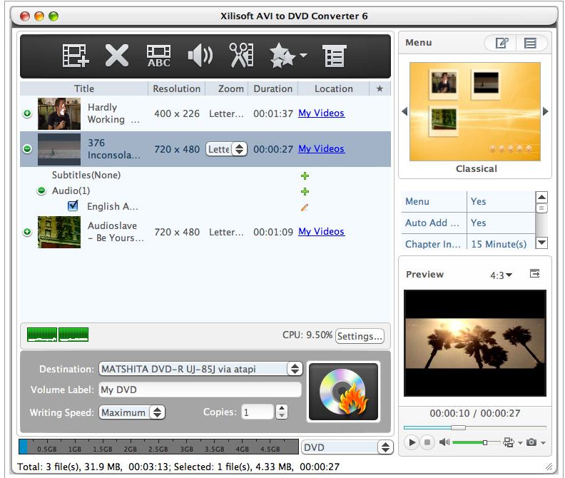 Xilisoft AVI to DVD Converter 6 6.0 : General view