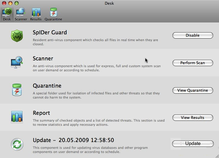 Dr.Web for Mac OS X Uninstaller 5.0 : Main window