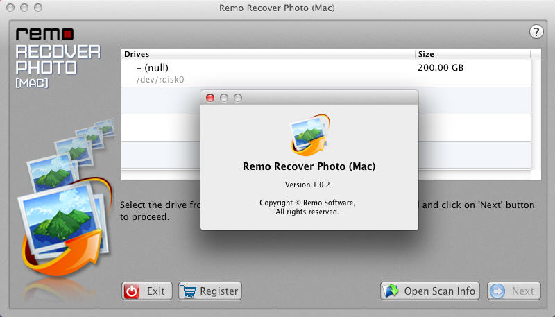 Remo Recover Photo (Mac) 1.0 : Main Window