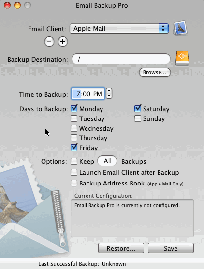 Email Backup Pro 2.5 : Home Window