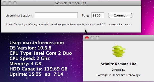 Schnitz Remote Lite 1.1 : Main window