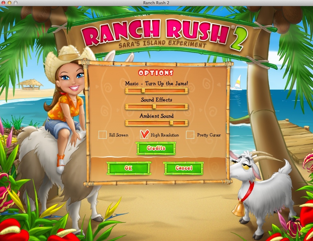 Ranch Rush 2 - Sara's Island Experiment 2.0 : Game Options