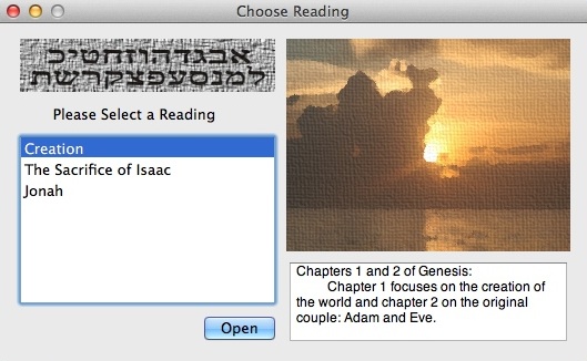 Hebrew Reader 2.0 : Selecting Reading Piece