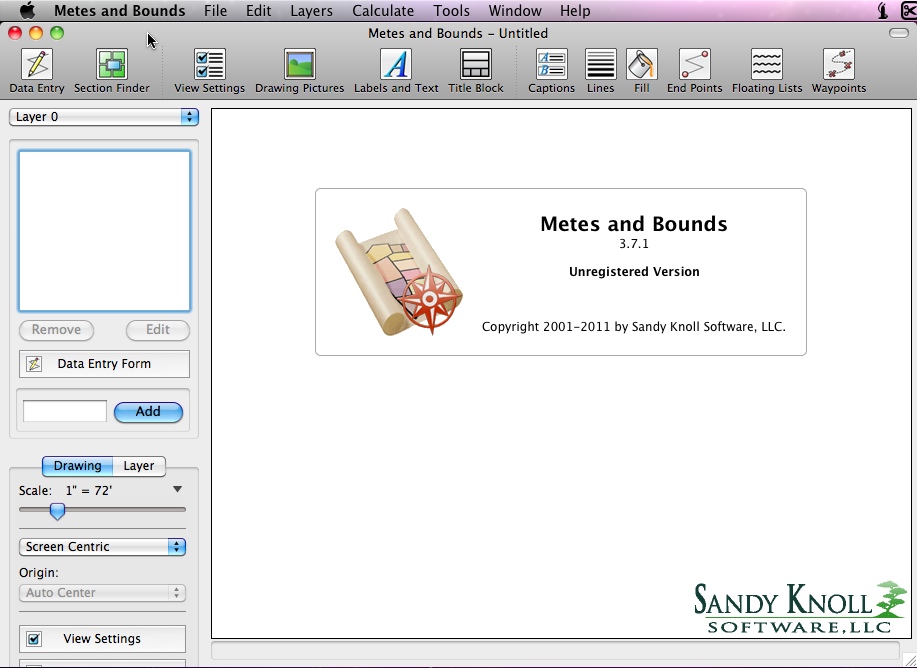 Metes and Bounds 3.7 : Main window