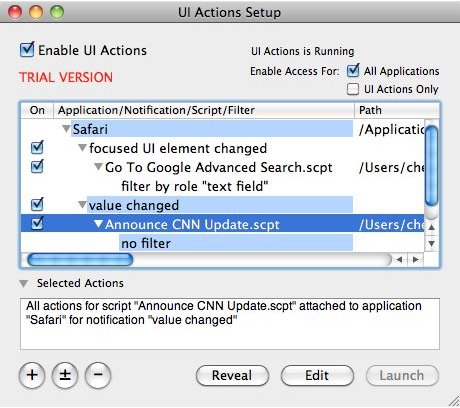 UI Actions Setup 2.0 : Main window