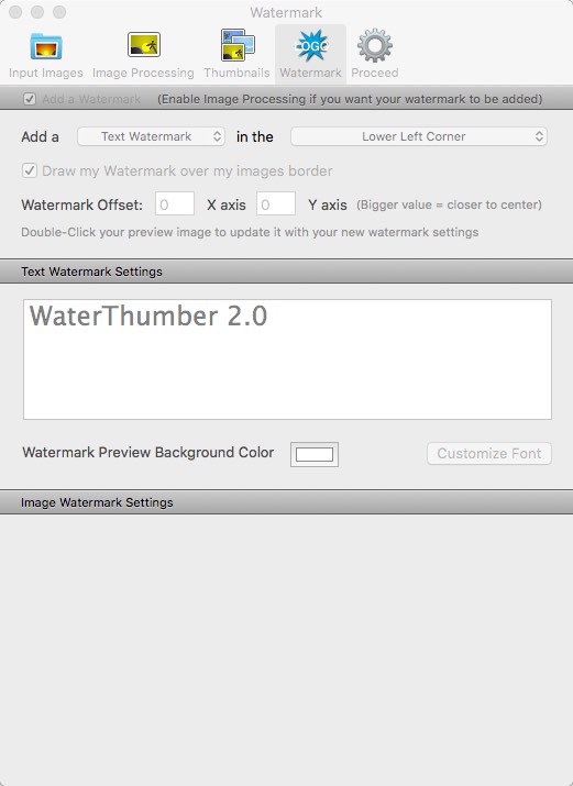 WaterThumber 2.3 : Watermark Options