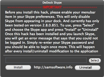 DeDock Skype 1.0 : Main window