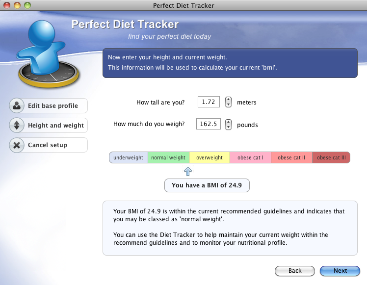 Perfect Diet Tracker 3.5 : Body Mass Index