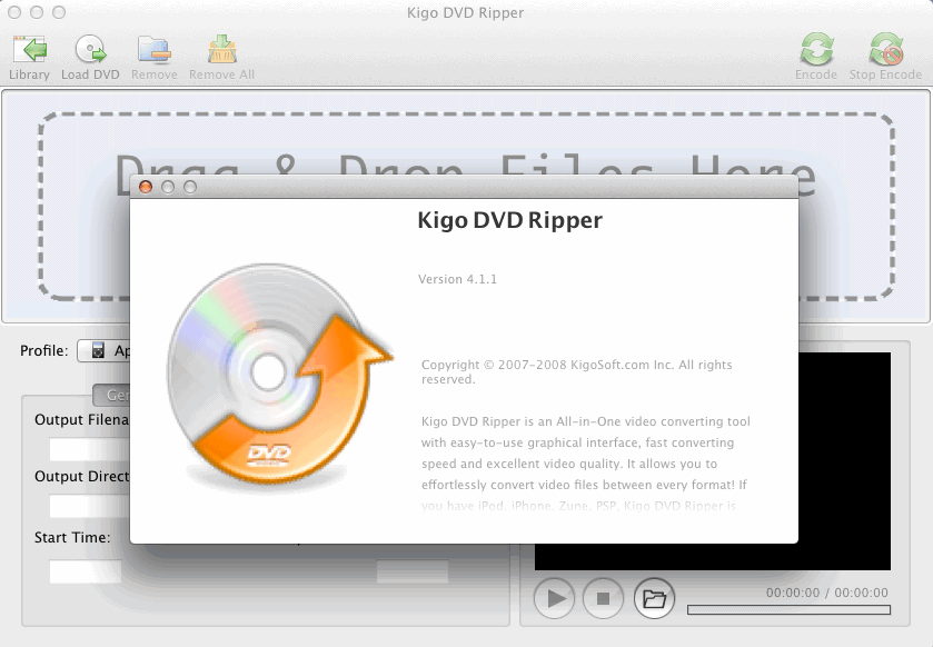 Kigo DVD Ripper 4.1 : Main Window