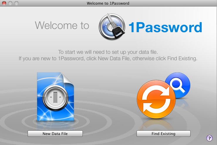 1Password - Password Manager and Secure Wallet 3.5 : Welcome screen