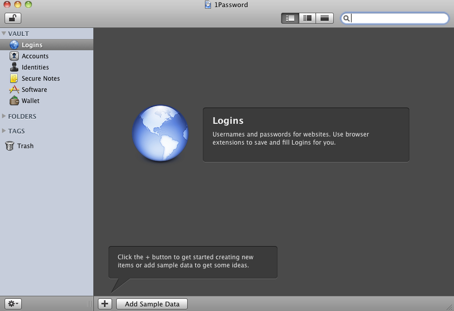 1Password - Password Manager and Secure Wallet 3.5 : Main window