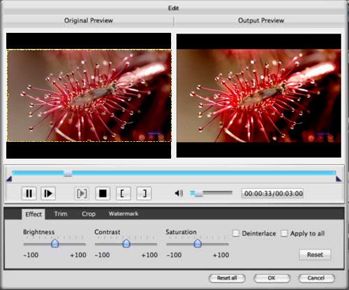 iCoolsoft VOB Converter for Mac 3.1 : Editing video