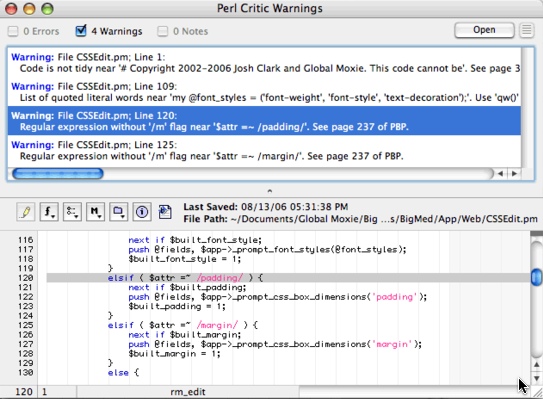 Perl Critic 1.1 : Main windows