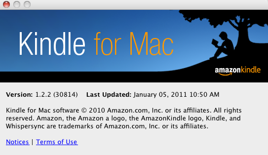 Kindle for Mac 1.2 : About window