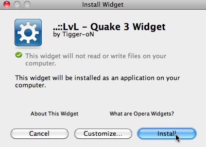 ..::LvL - Quake 3 Widget 1.0 : Main window