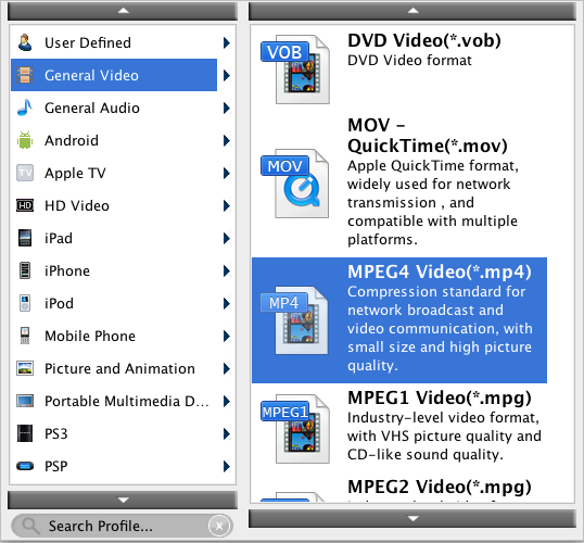 Bigasoft Total Video Converter 3.2 : Formats