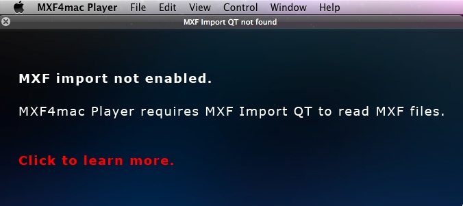 MXF4mac Player 1.0 : Main windows