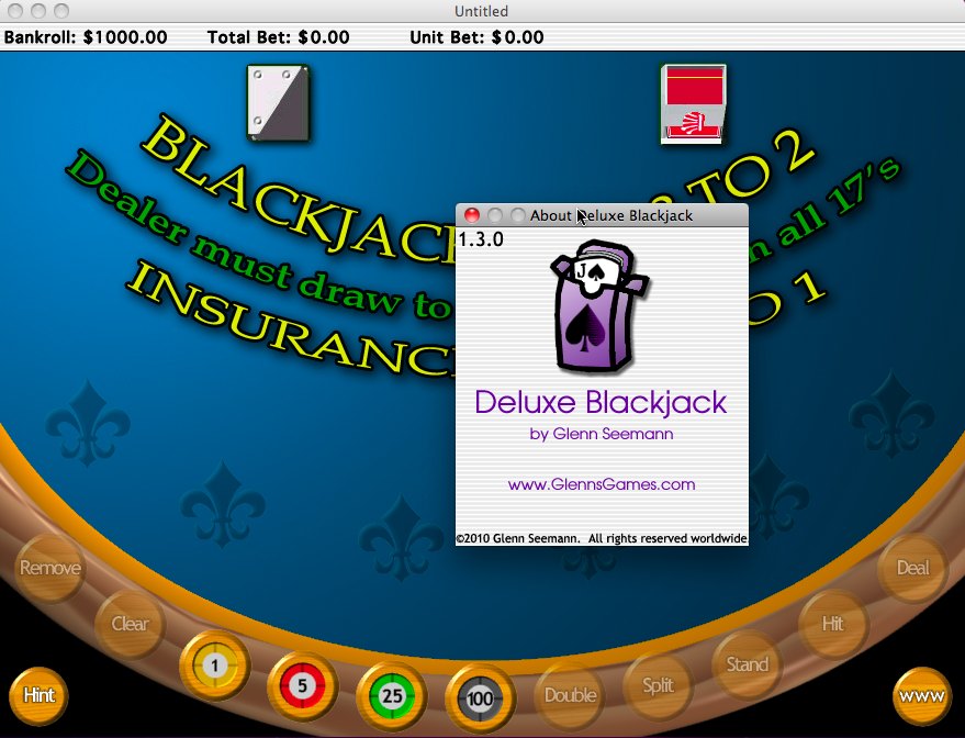 Deluxe Blackjack 1.3 : Main window
