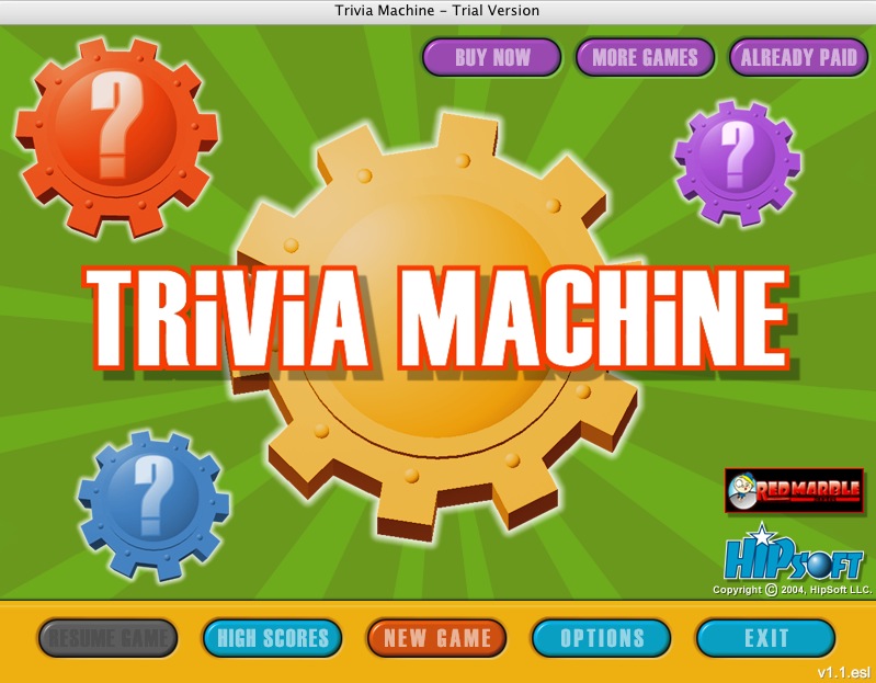 Trivia Machine 1.1 : Main menu