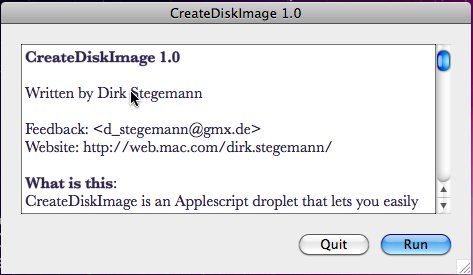 CreateDiskImage 1.1 : Main window