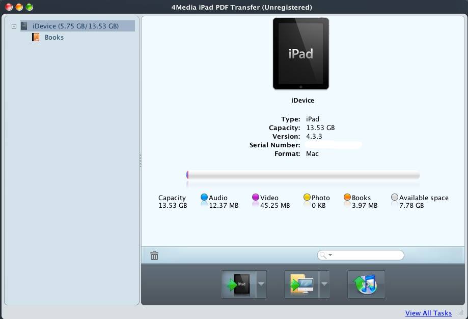 4Media iPad PDF Transfer 3.0 : Main window