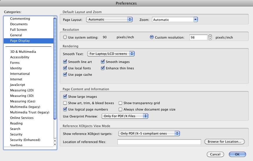 Adobe Reader 9.4 : Preferences