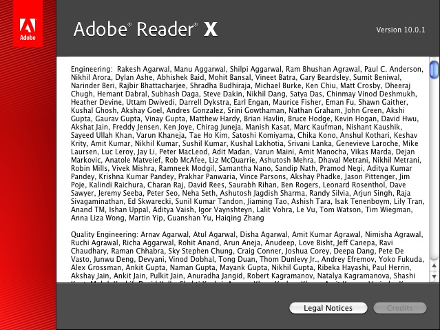 Adobe Reader 9.4 : About window