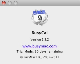 BusyCal 1.5 : About window