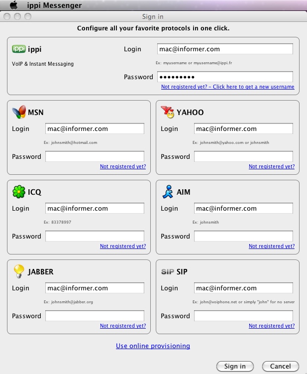 ippi Messenger 1.0 : Main window