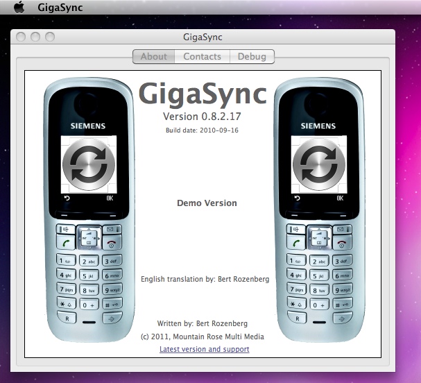 GigaSync 0.8 : Main window