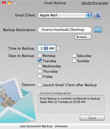 Email Backup 2.5 : Main Window