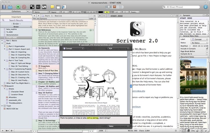 Scrivener 2.0 : Main Interface