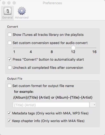 M4P to MP3 Converter 2.0 : General Preferences
