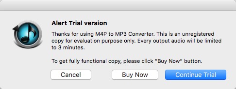 M4P to MP3 Converter 2.0 : Trial Limitations