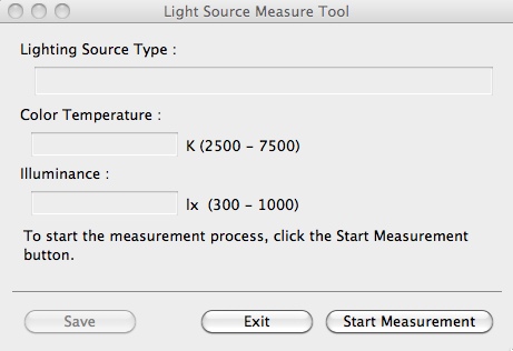 Light Source Measure Tool 1.0 : Main window