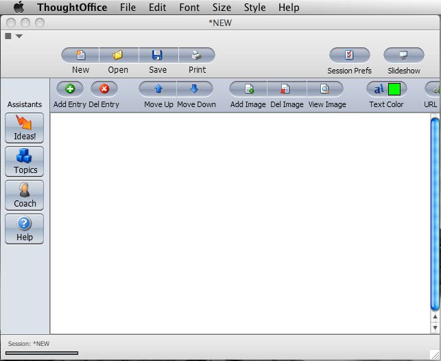 ThoughtOffice 1.0 : Main window