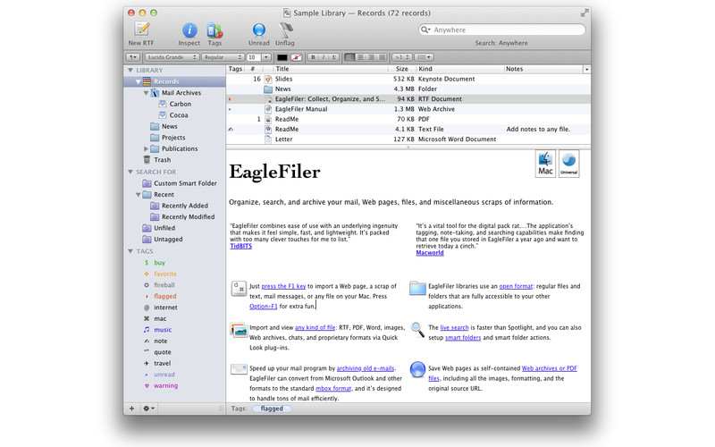 EagleFiler 1.5 : EagleFiler screenshot