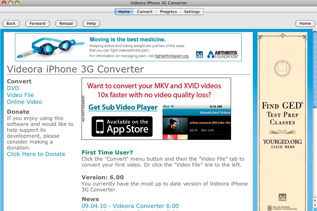 Videora iPhone 3G Converter 6.0 : Main window
