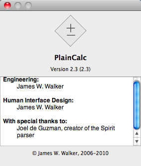 PlainCalc 2.3 : Program version