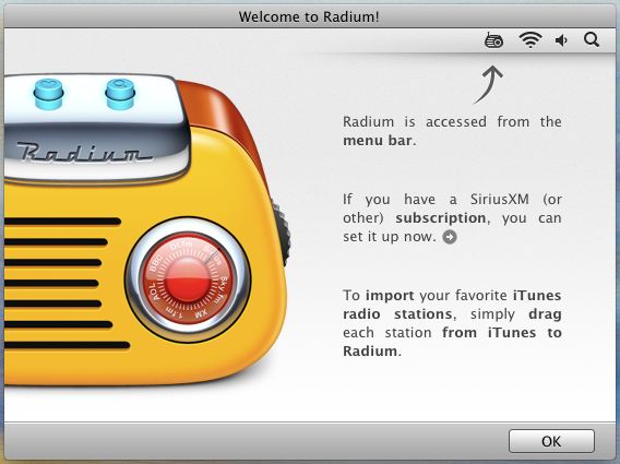 Radium 2.7 : Welcome Screen