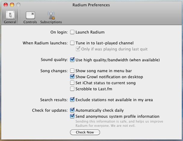 Radium 2.7 : Preferences